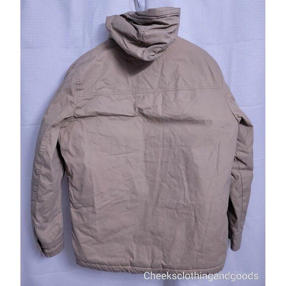 American Eagle Beige Hooded Canvas Jacket Men's LARGE - Picture 6 of 9